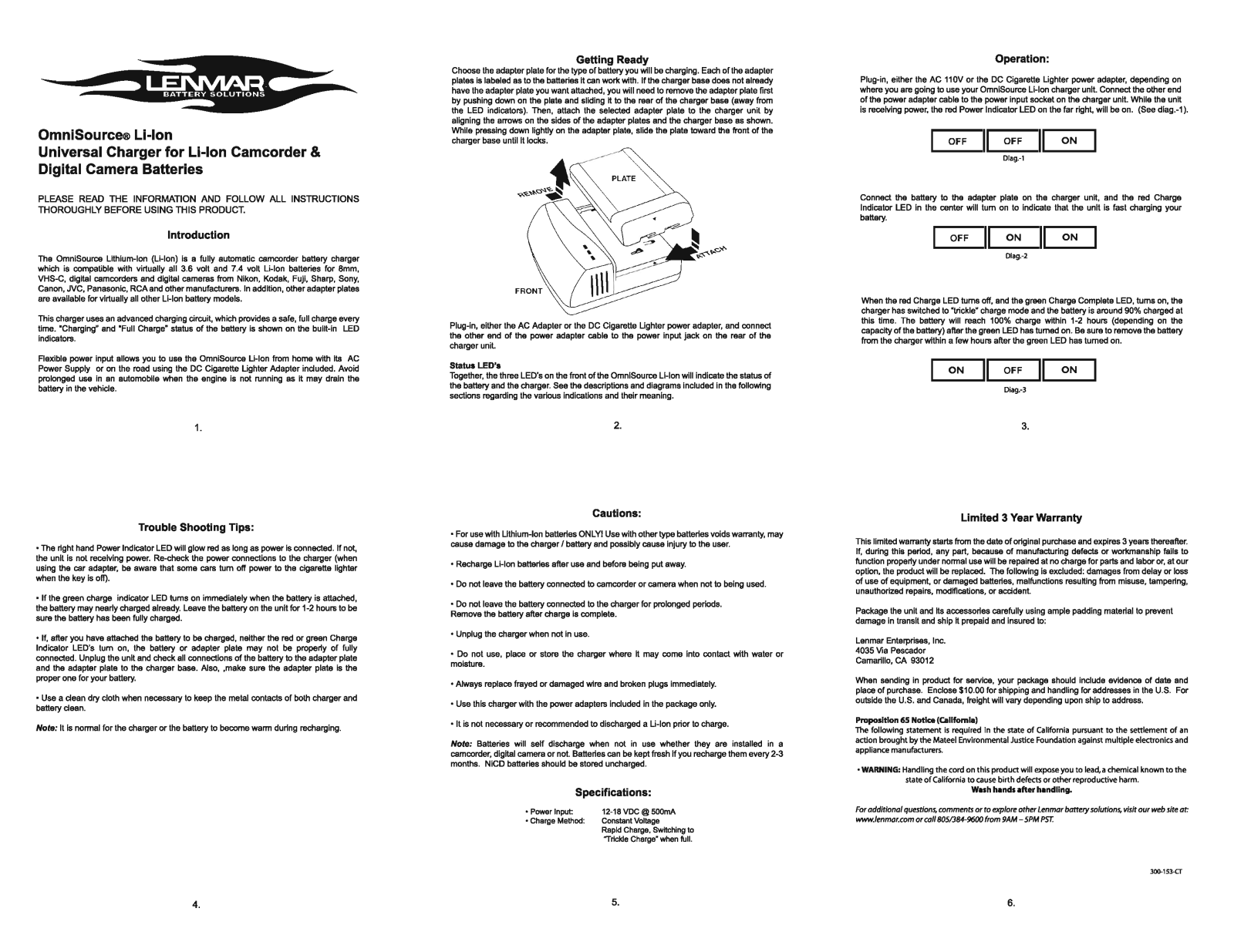 Lenmar Enterprises Digital Camera Battery User Manual