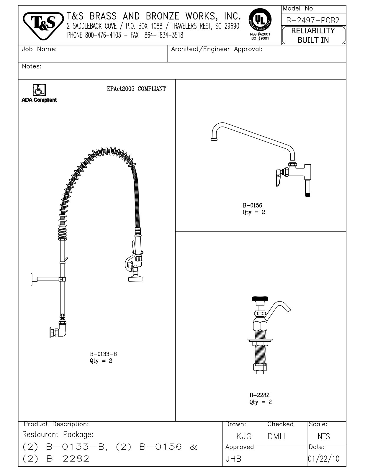 T&S Brass Manuals B-2497-PCB2 User Manual