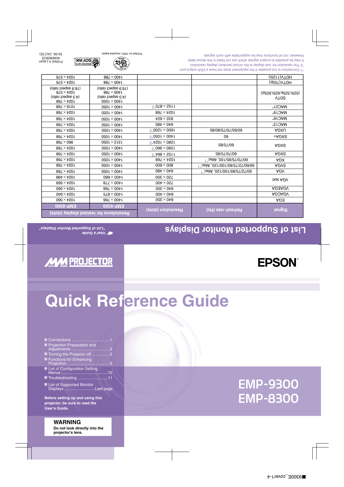 Epson EMP-9300NL, EMP-9300 User Manual