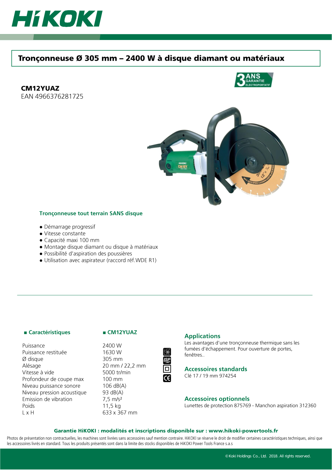 Hikoki CM12YUAZ Specification - ManualMachine.com