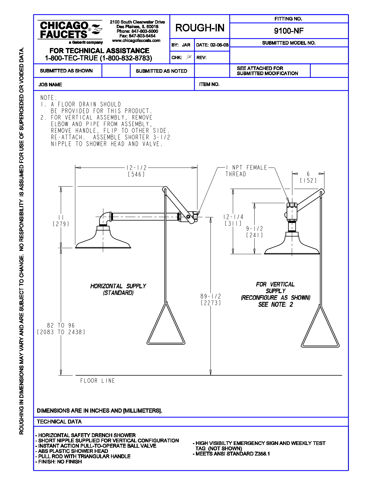 Chicago Faucet 9100-NF User Manual