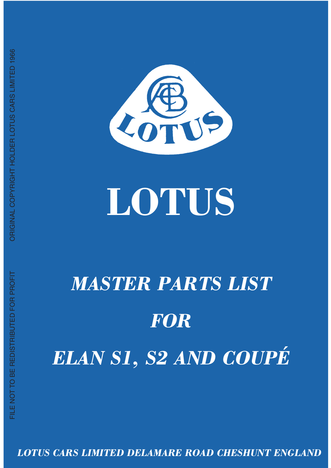 Kia Elan Lotus 1966 User Manual