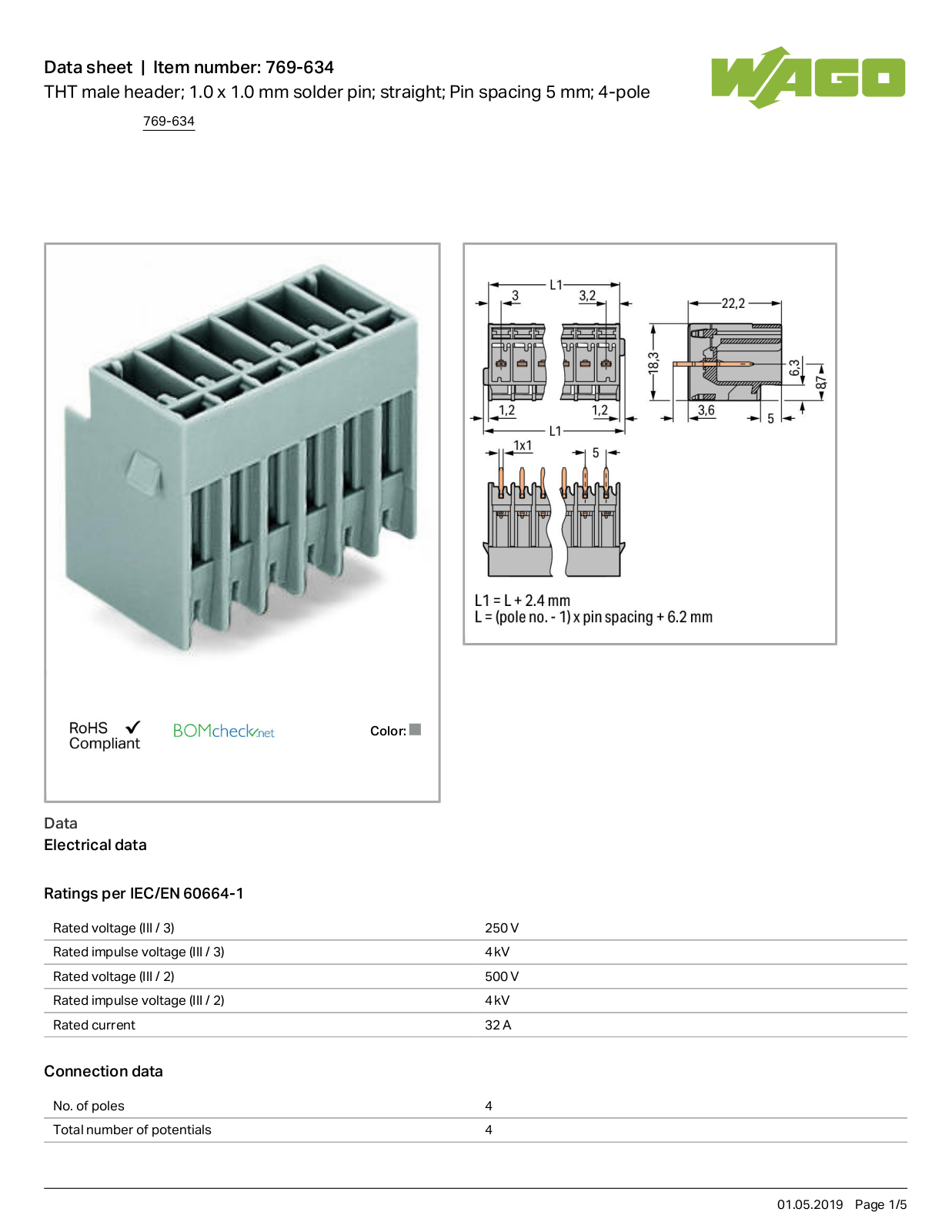 Wago 769-634 Data Sheet