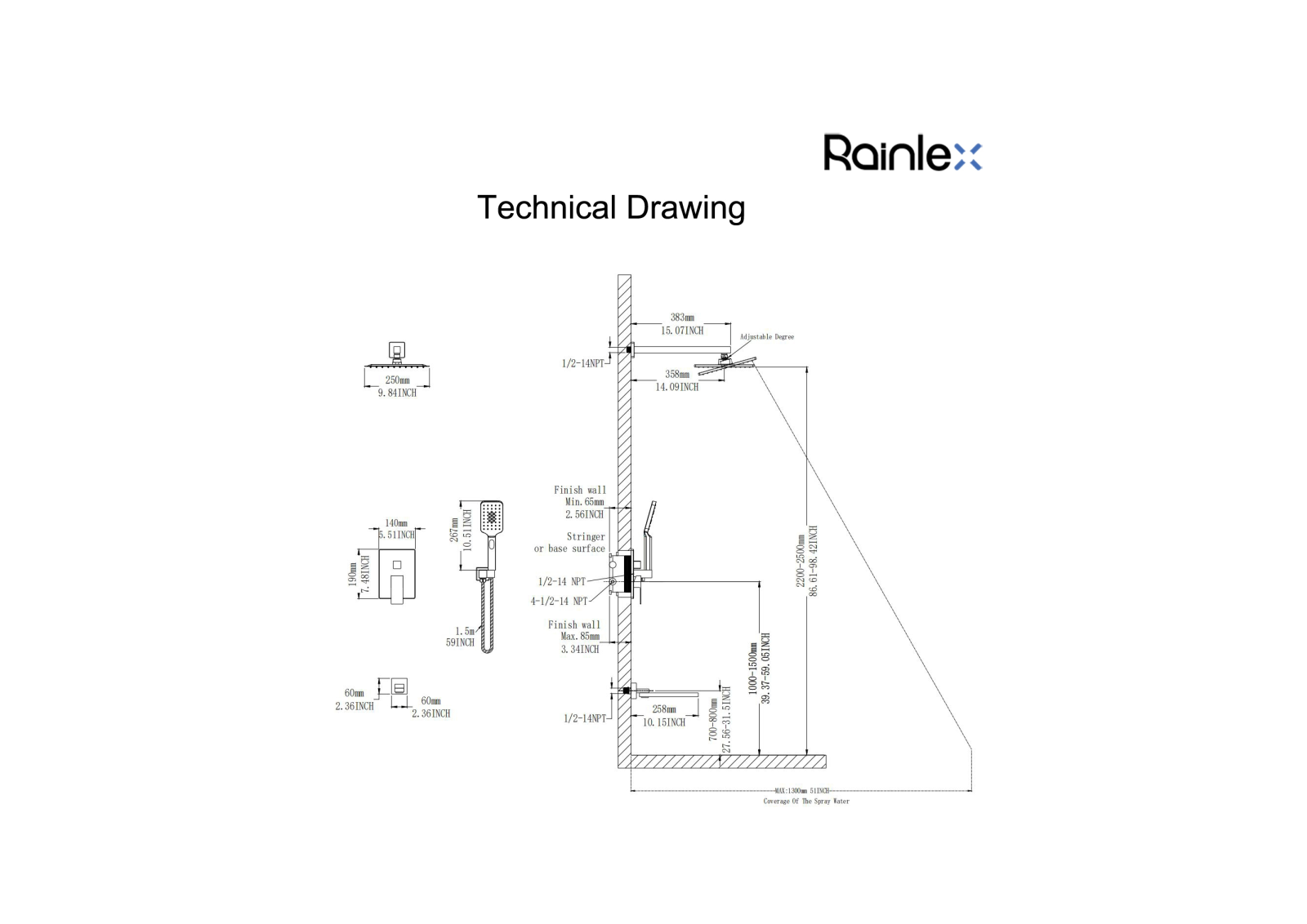 Rainlex ZKOA1004 Dimensions - ManualMachine.com