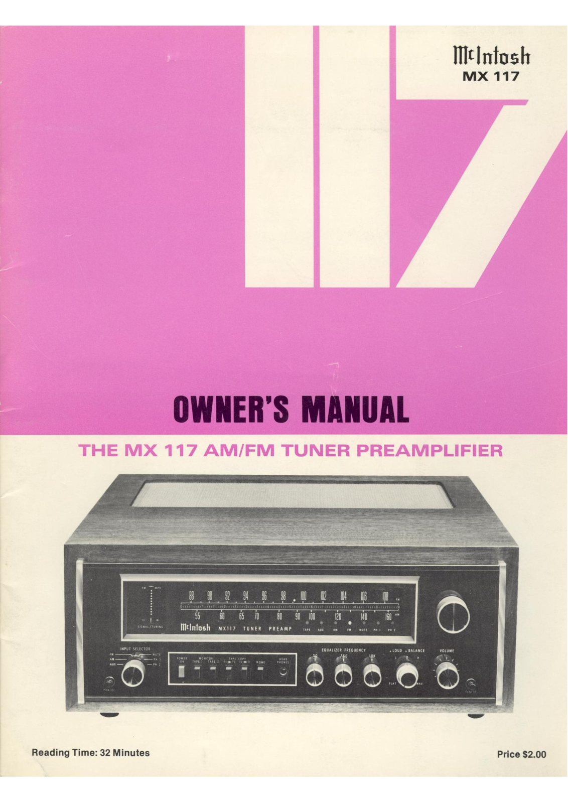 McIntosh MX-117 Owners manual