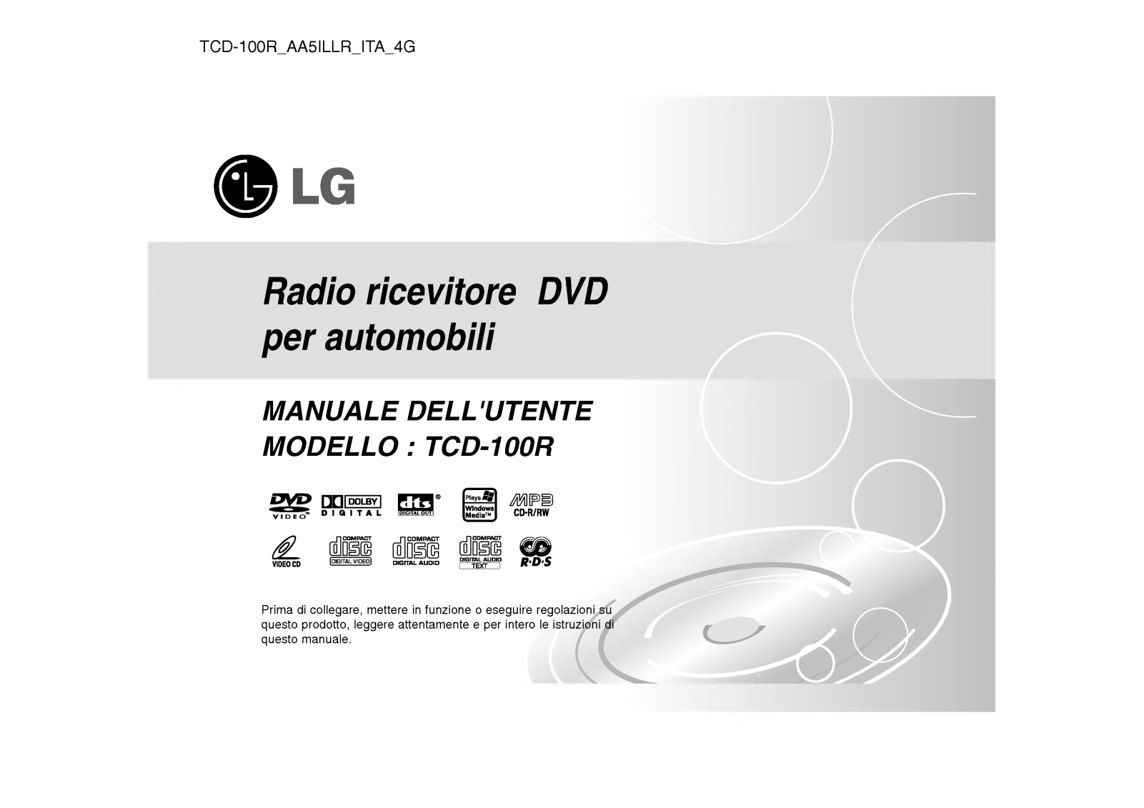 Lg TCD-100R User Manual