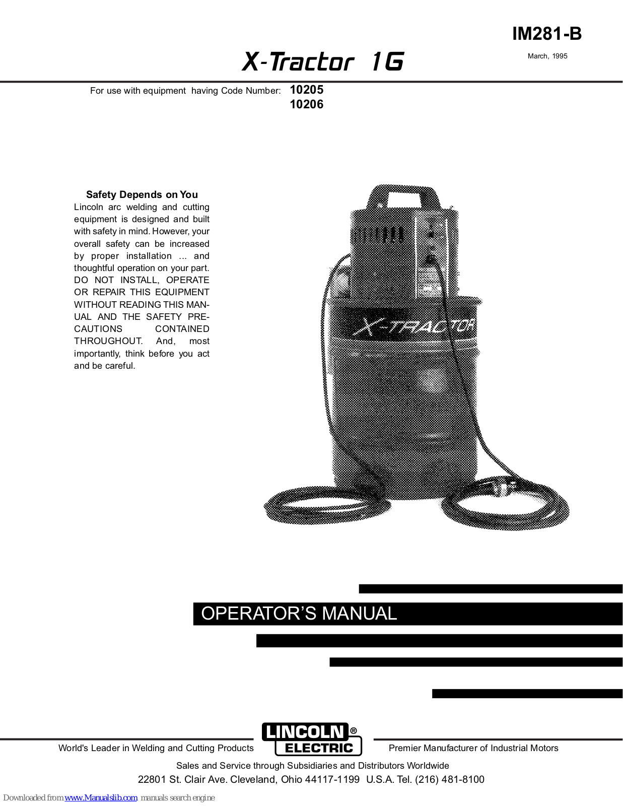 Lincoln Electric X-TRACTOR 1G IM281-B, X-TRACTOR 1G Operator's Manual