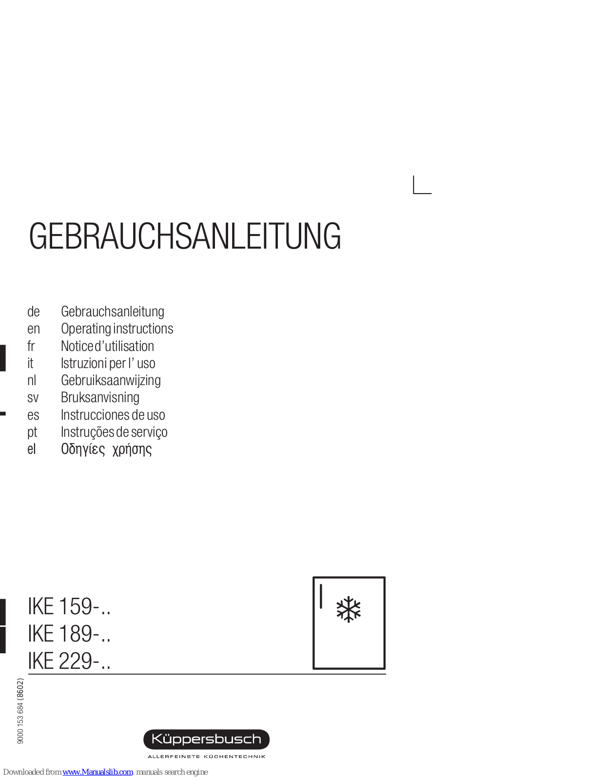 Kuppersbusch IKE 159 series, IKE 189 series, IKE 229 series Operating Instructions Manual