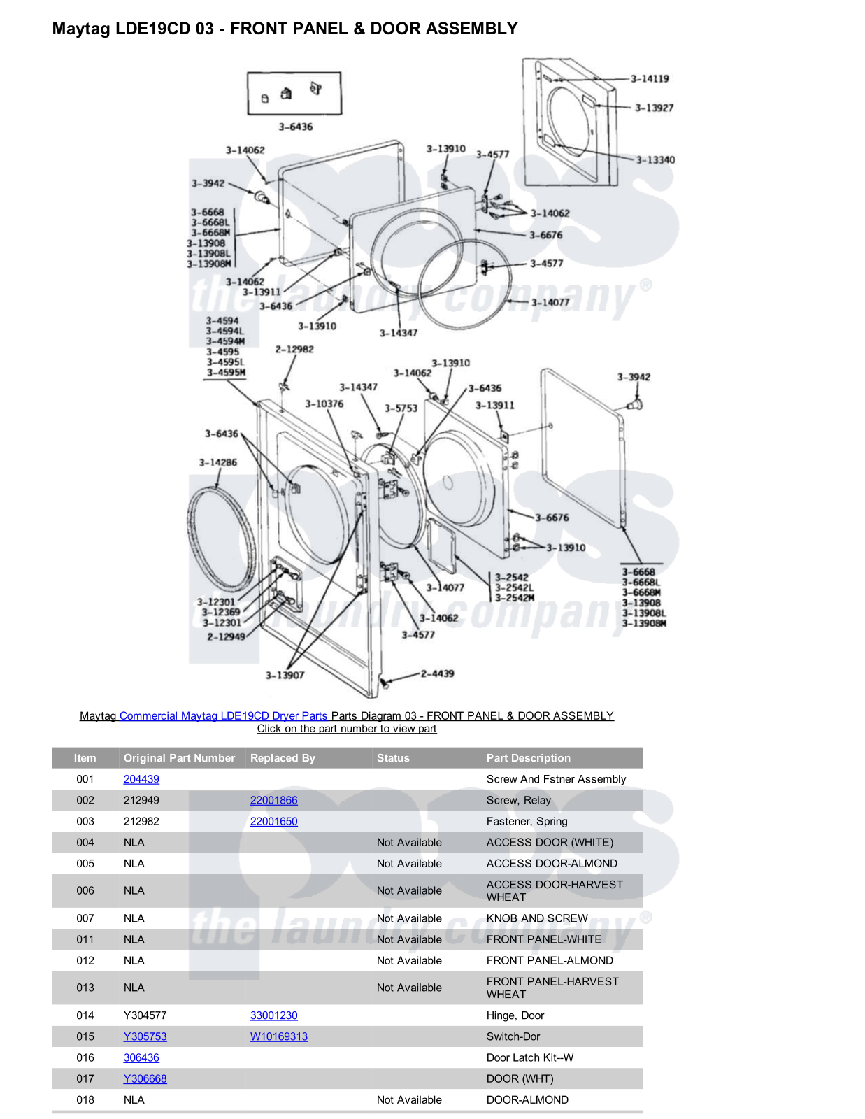 Maytag LDE19CD Parts Diagram