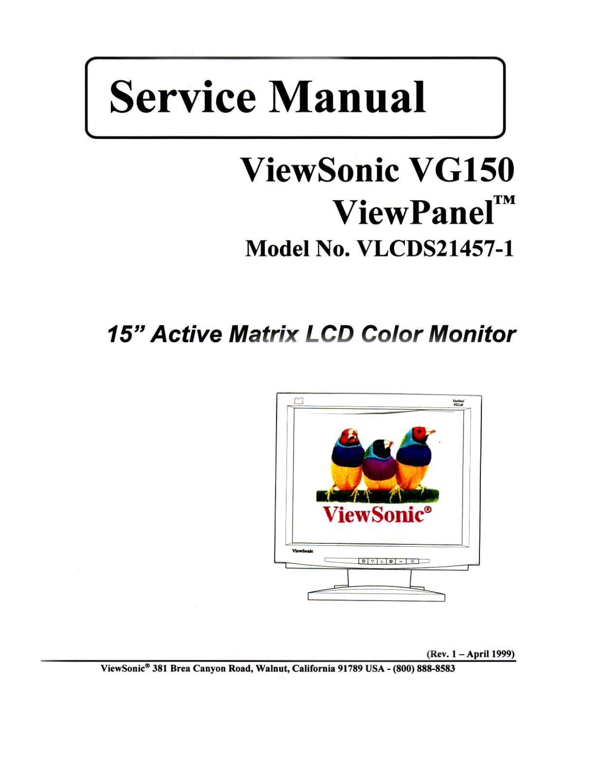 Viewsonic VG150-1 Service Manual 1a