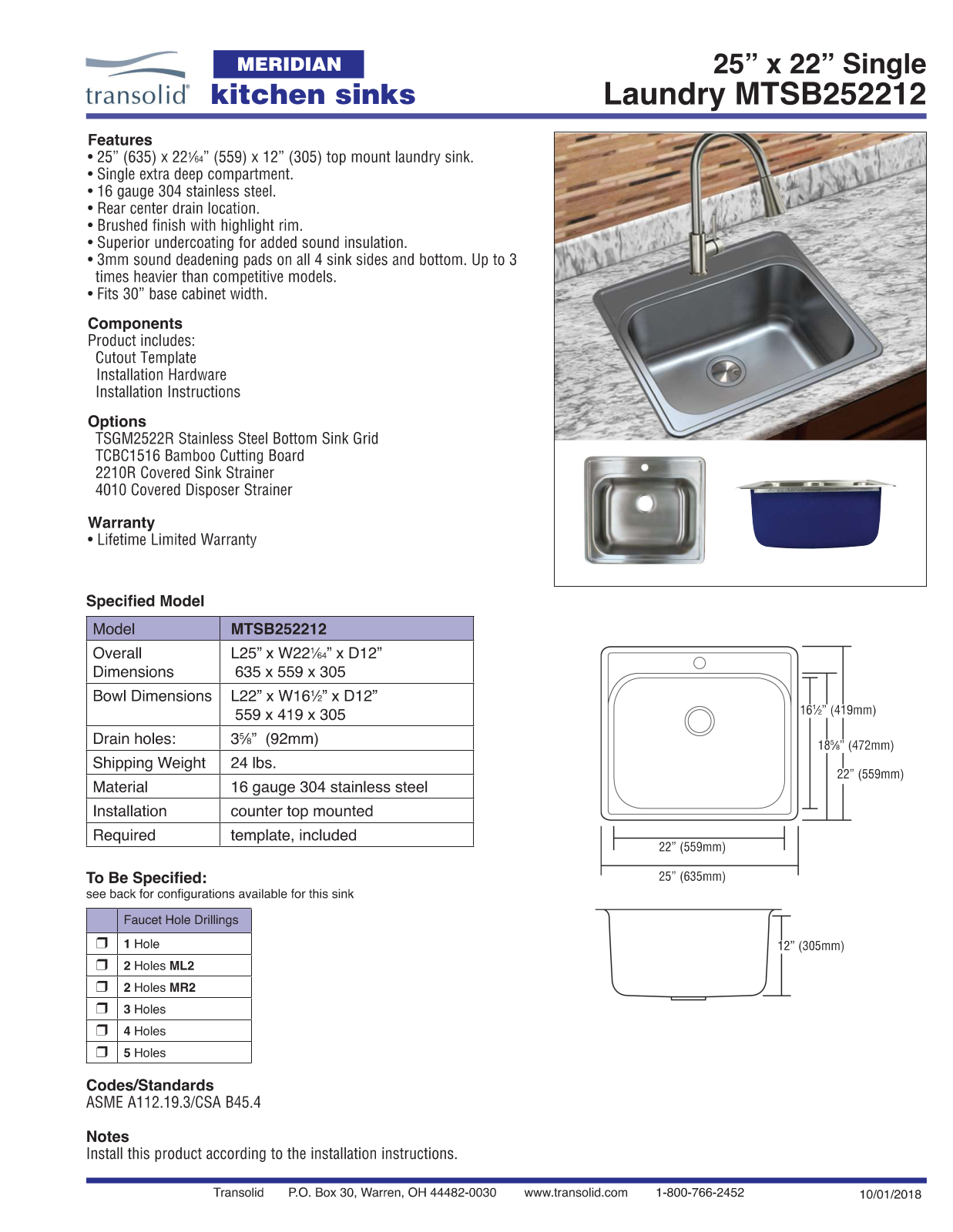 Transolid SBSW9864 Specifications - ManualMachine.com