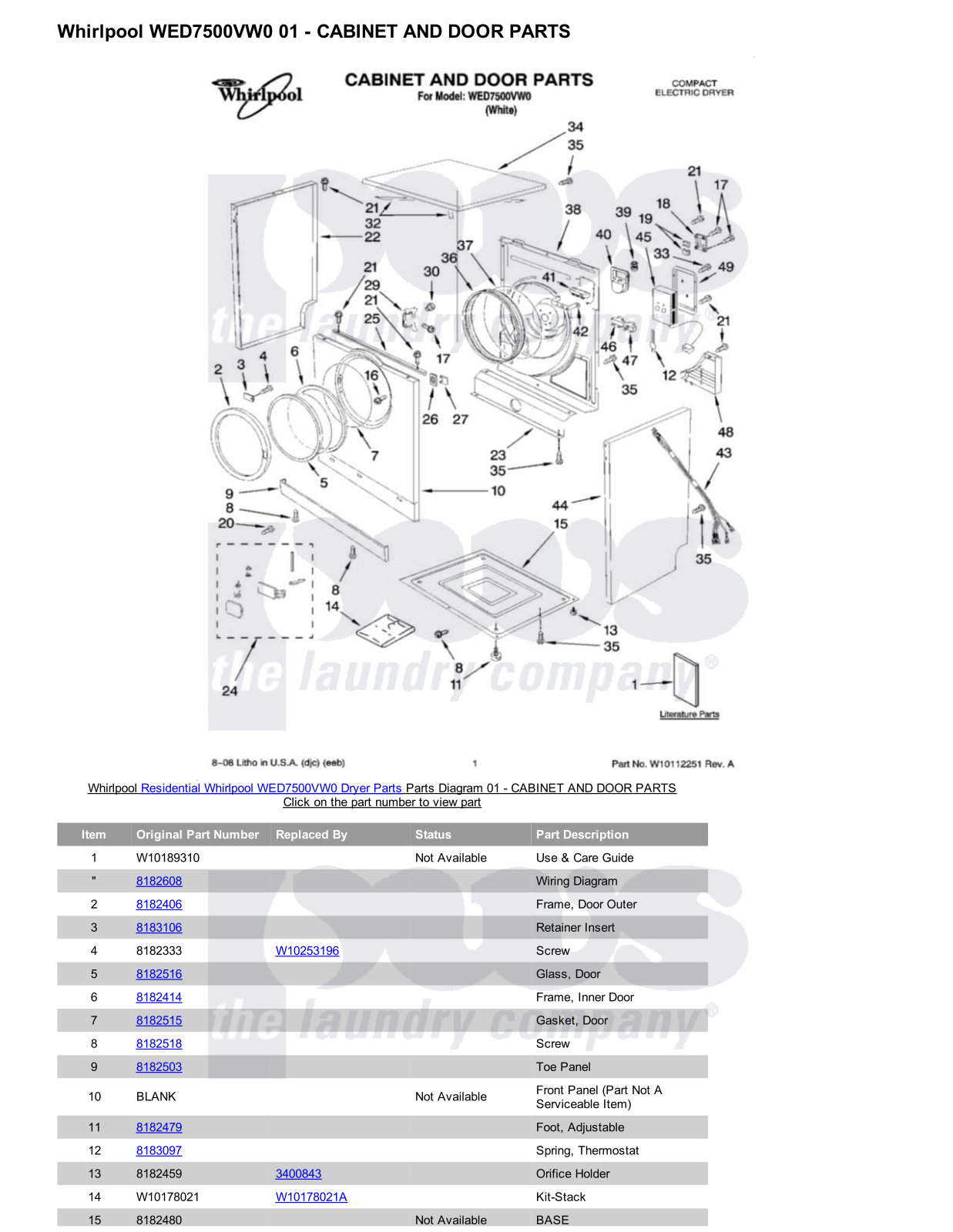 Whirlpool WED7500VW0 Parts Diagram