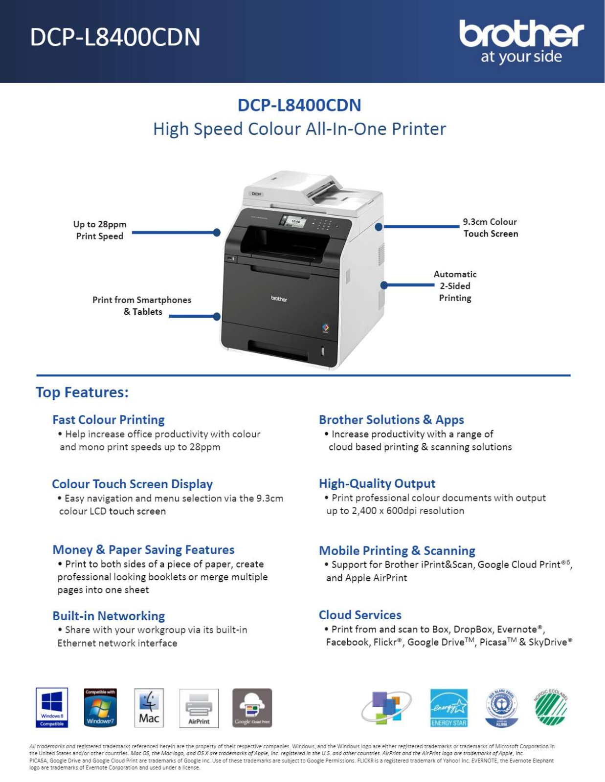 Brother DCP-L8400CDN Datasheet