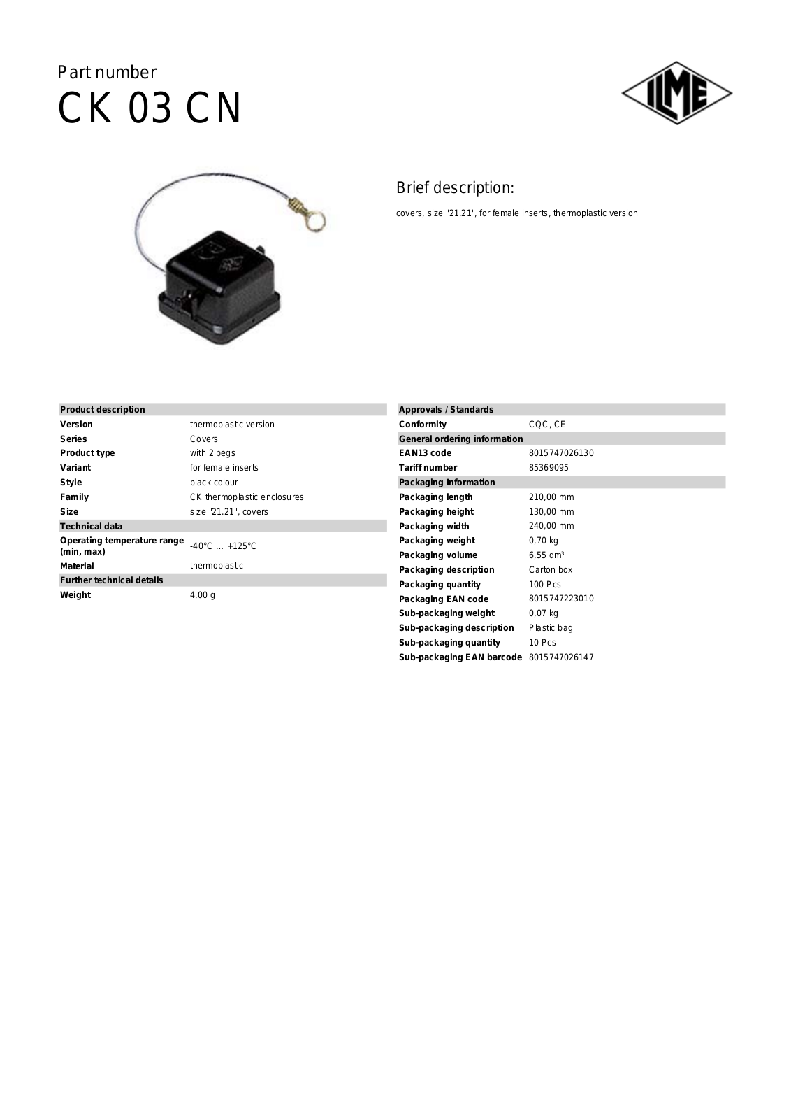 ILME CK-03CN Data Sheet