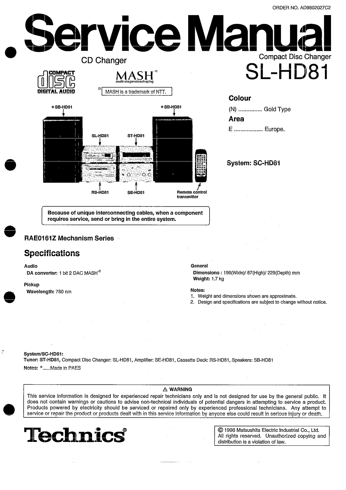 Technics SL-HD81 Schematic