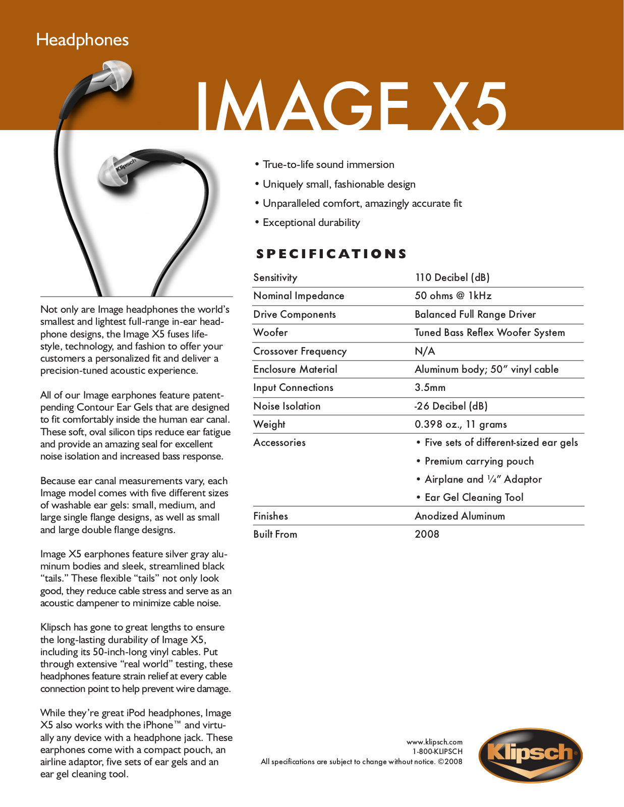 Klipsch Image X5 User Manual