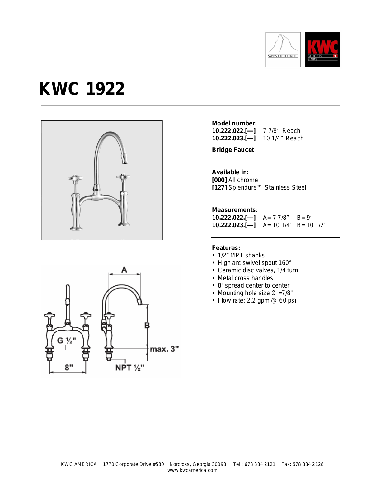 KWC 1922 10.222.022, 1922 10.222.023 User Manual