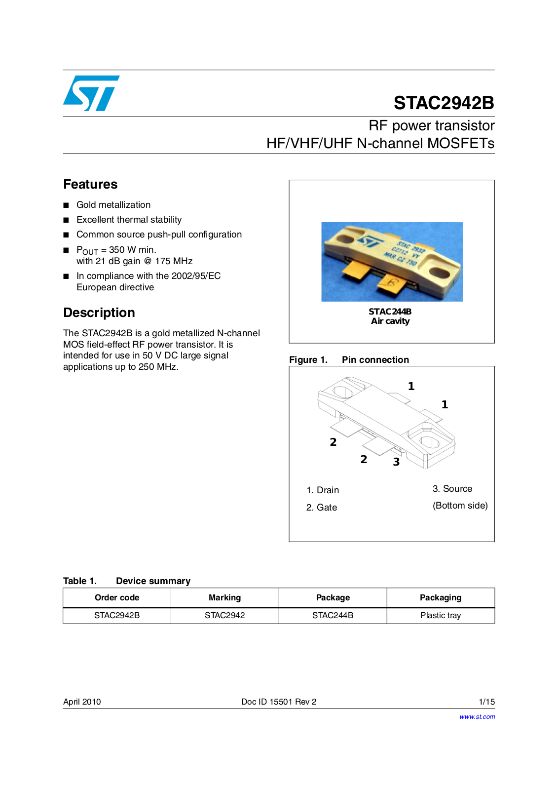 Datasheet stac2942b Datasheet - ManualMachine.com