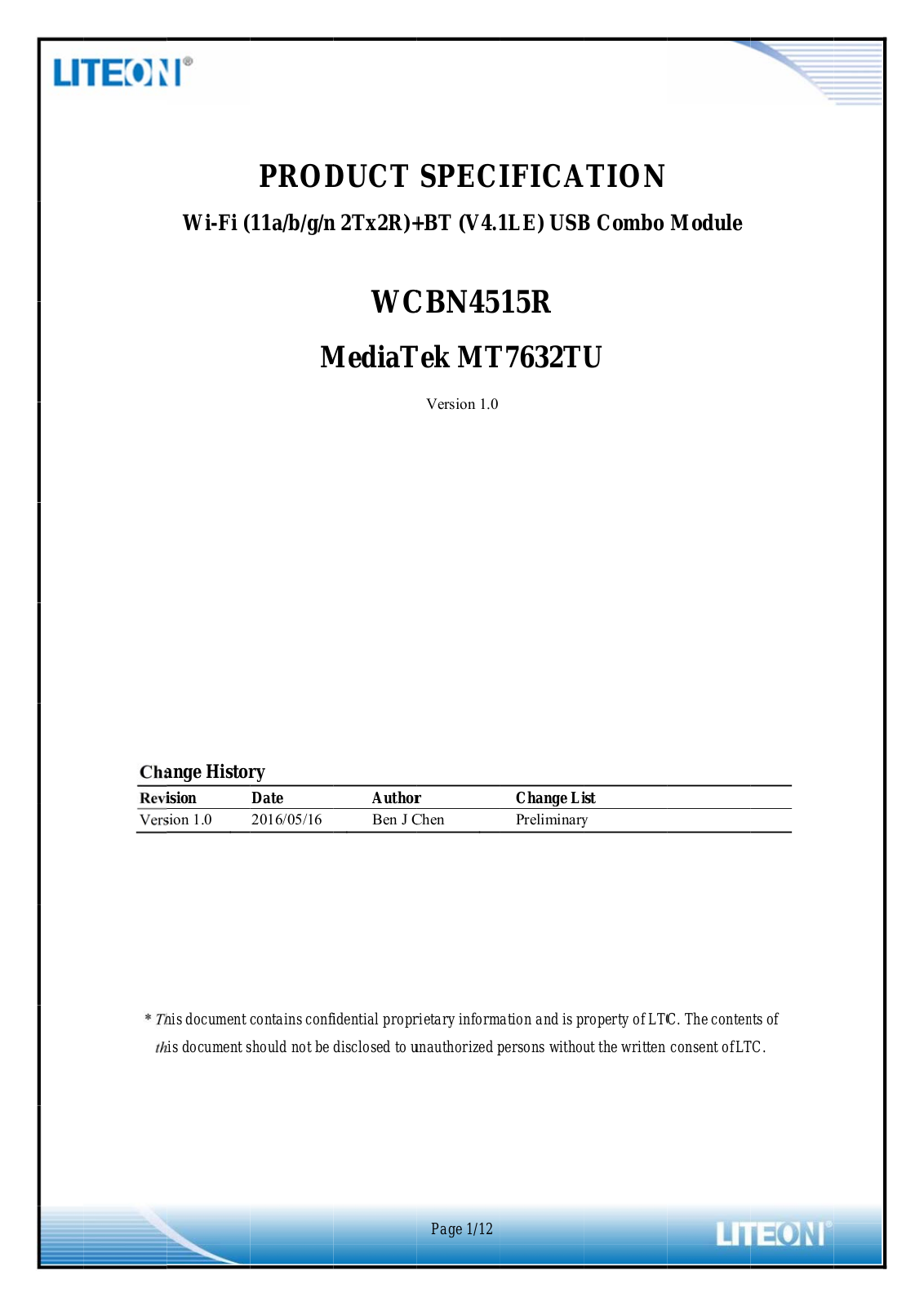 LITE ON TECHNOLOGY WCBN4515R User Manual