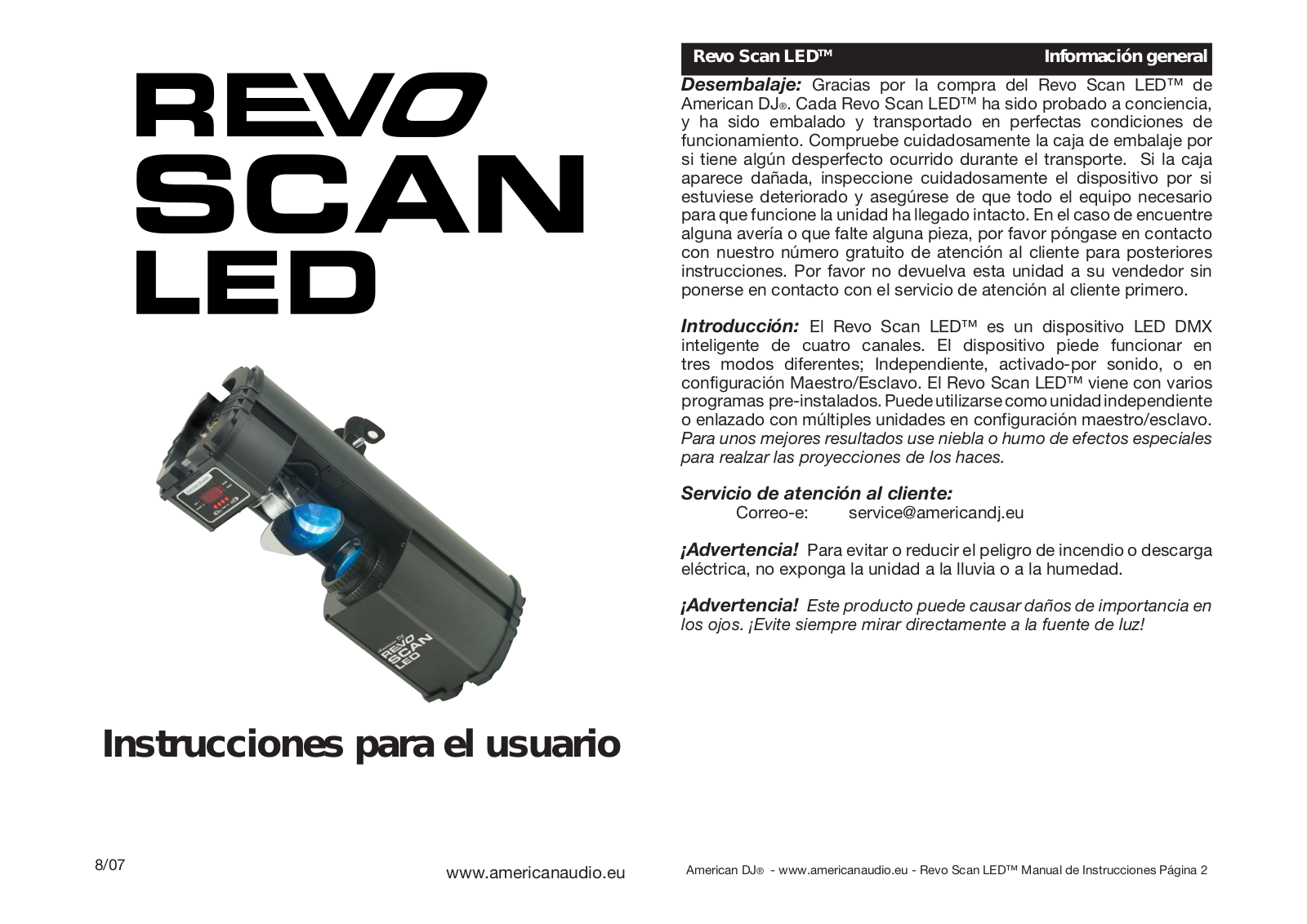 ADJ Revo Scan LED Operation Manual