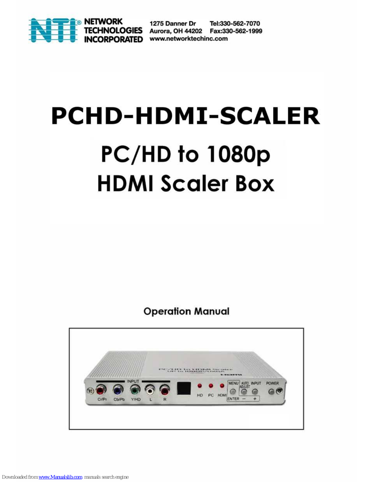 NTI PCHD-HDMI-SCALER Operation Manual