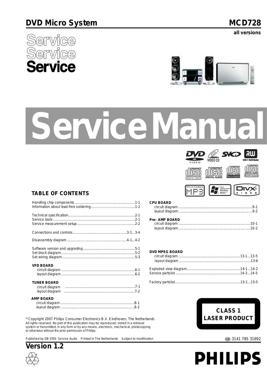 Philips MCD-728 Service Manual