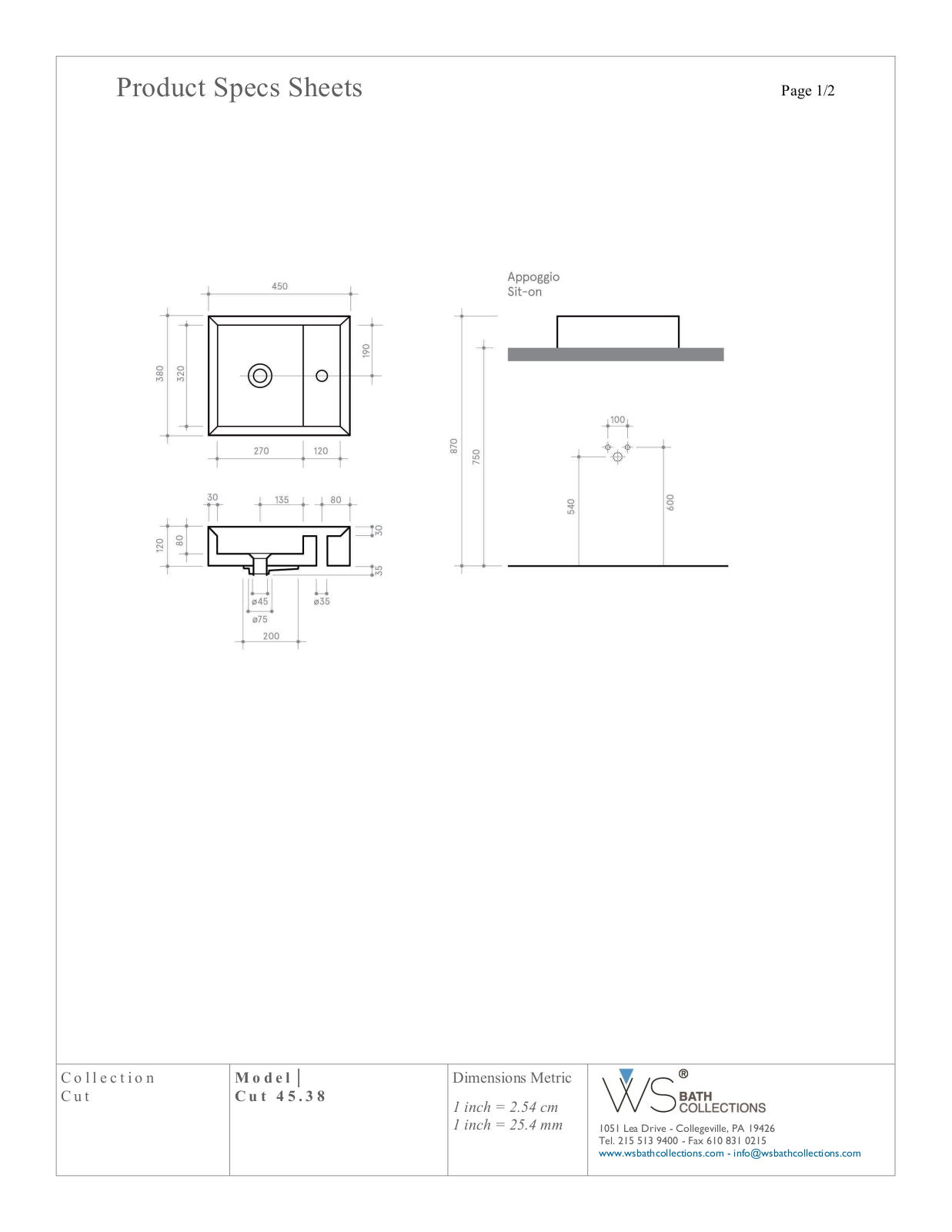 WS Bath Collections WSO3150 Specifications - ManualMachine.com