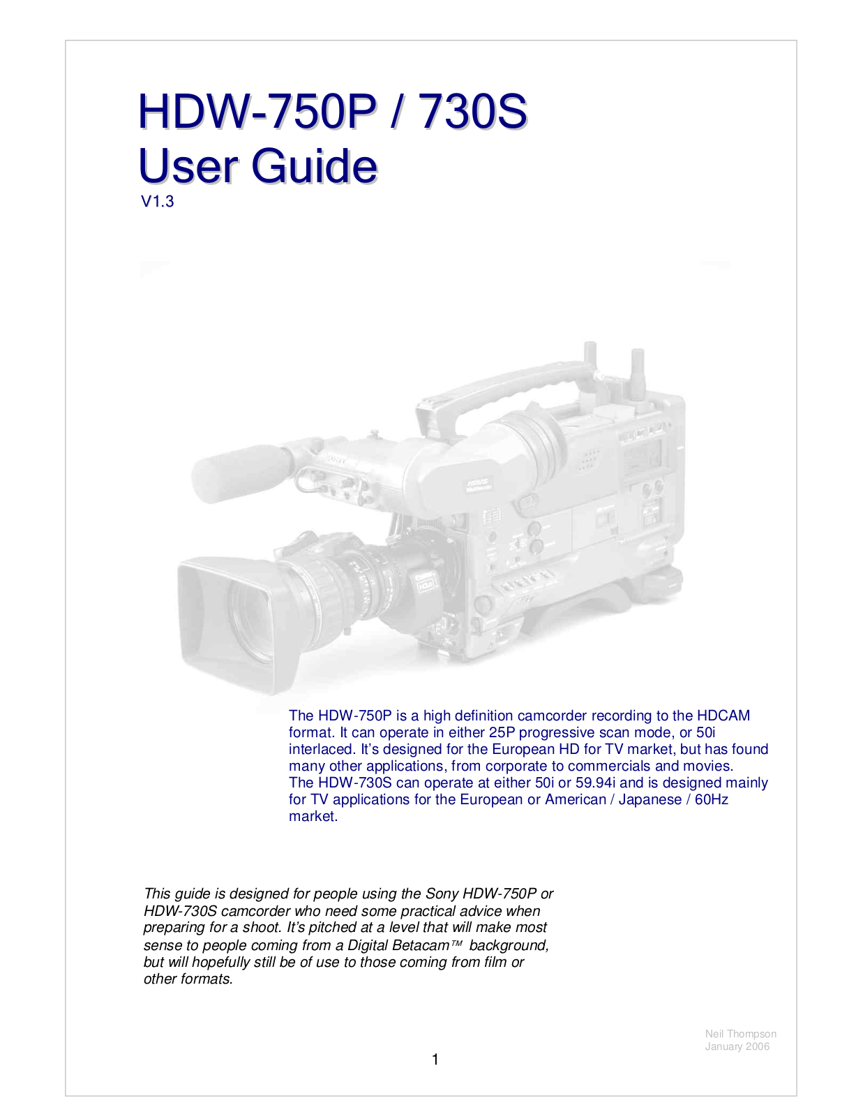 Sony HDW-730S, HDW-750P User Manual 2