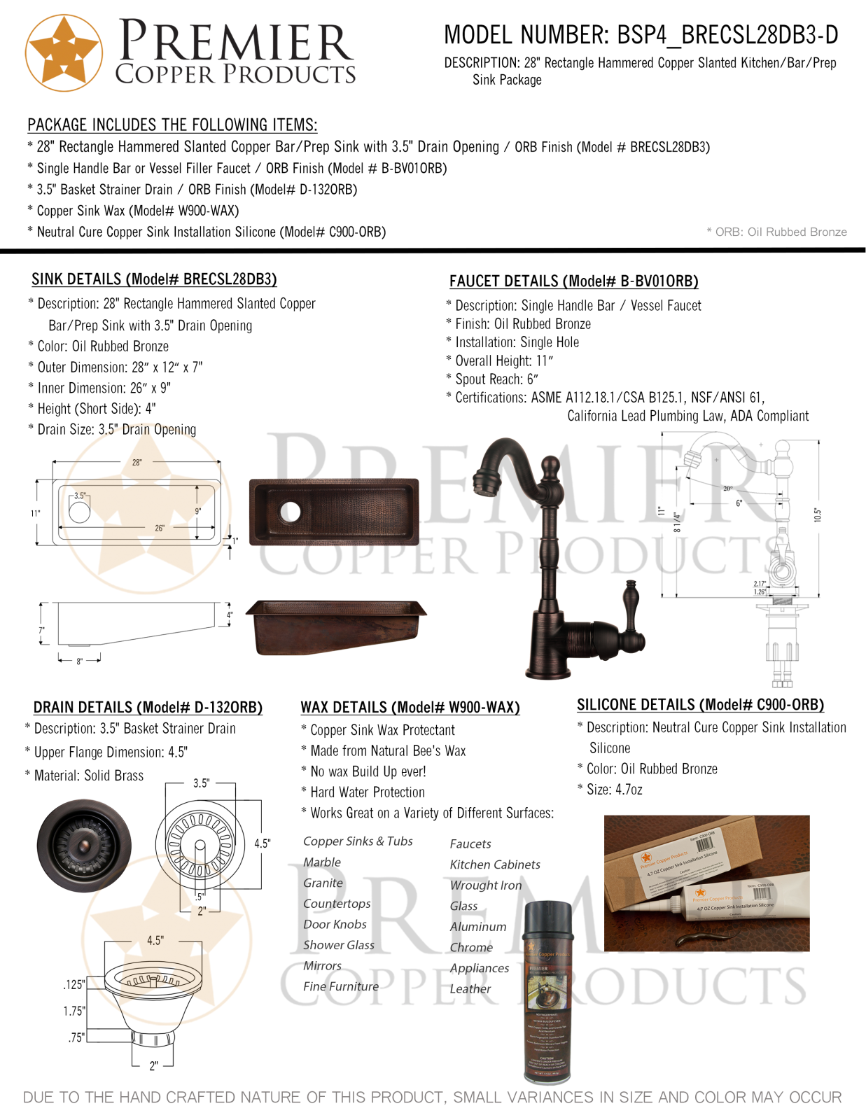 Premier Copper Products IER1933 Specifications - ManualMachine.com