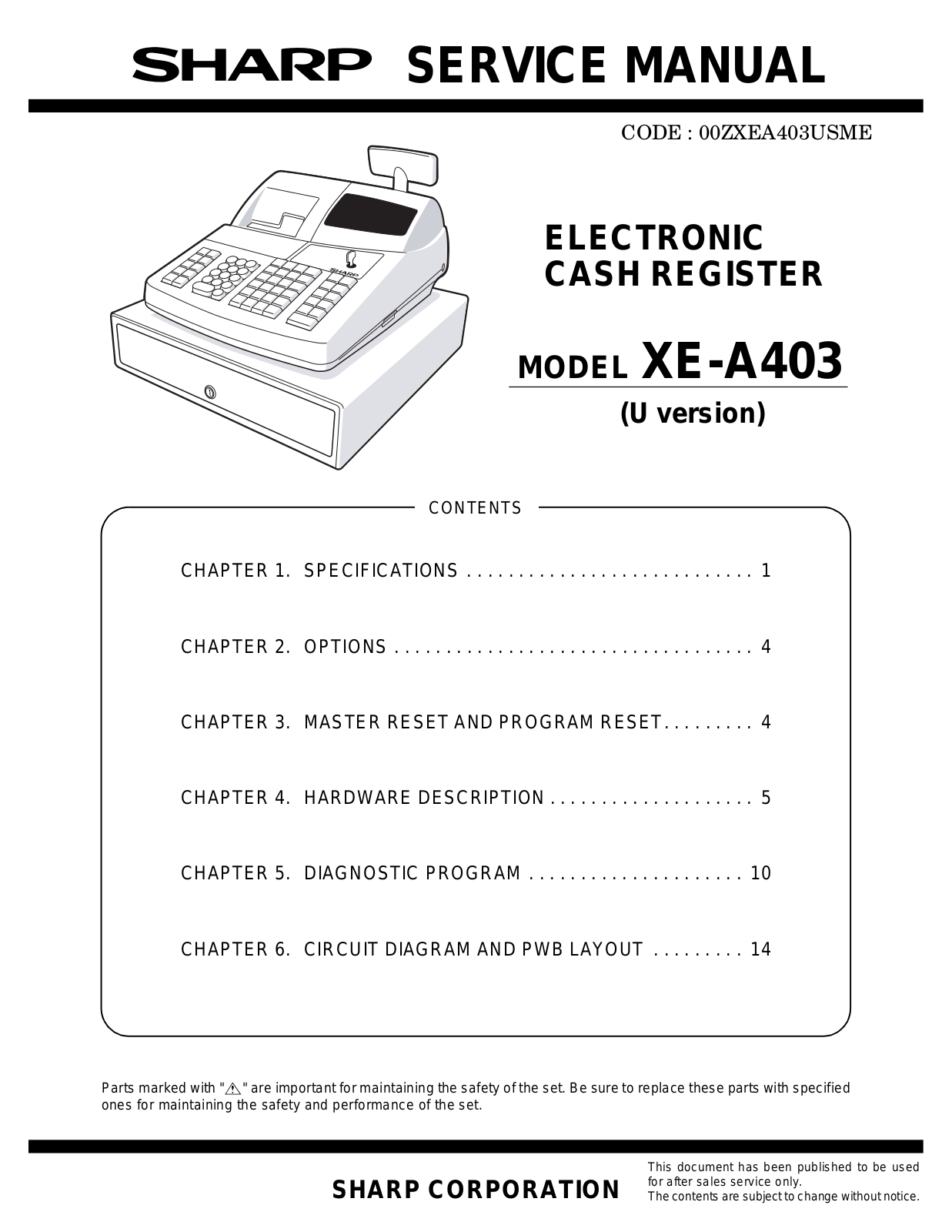 SHARP XEA403U, XE-A403 Service Manual