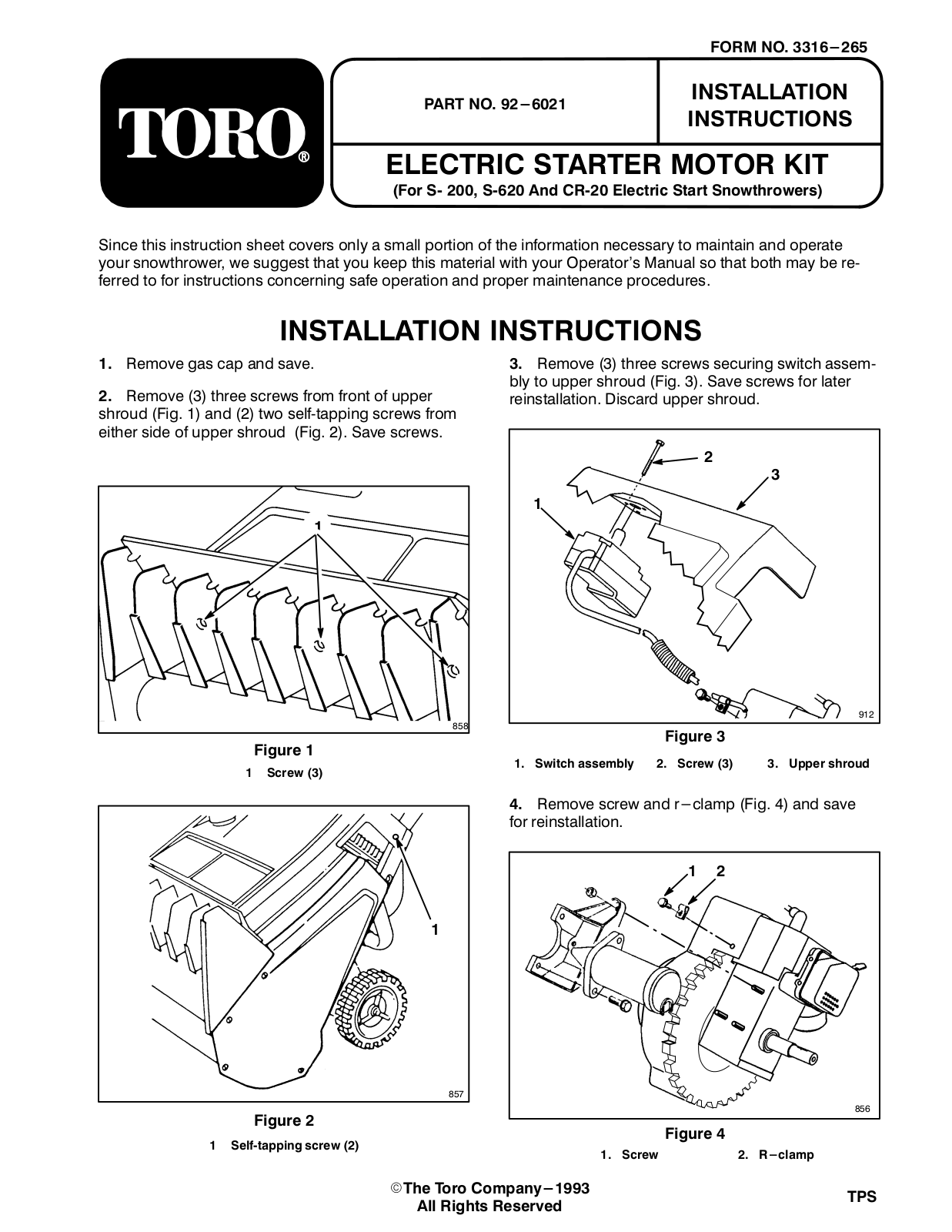 Toro 92-6021 Operator's Manual