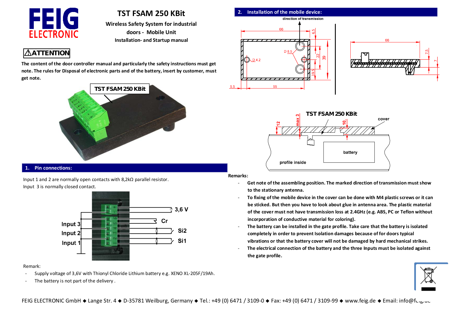 Feig Electronic TSTFSAMK User Manual