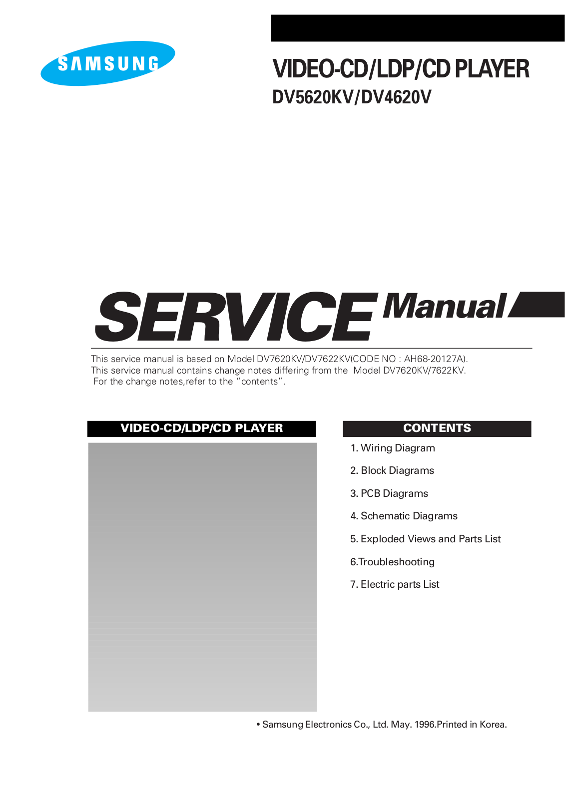 Samsung DV-4620V, DV-5620KV, DV4620KV Service Manual