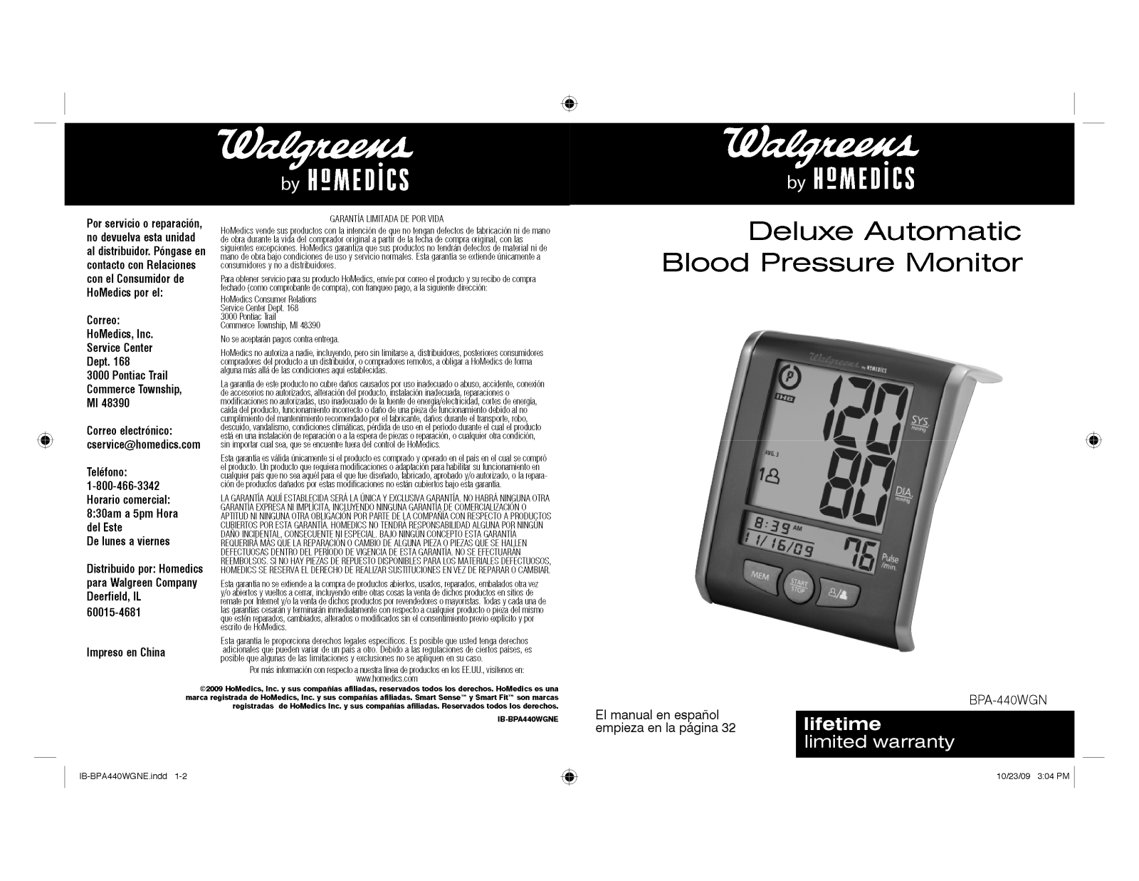 Homedics BPA-440WGN User Manual