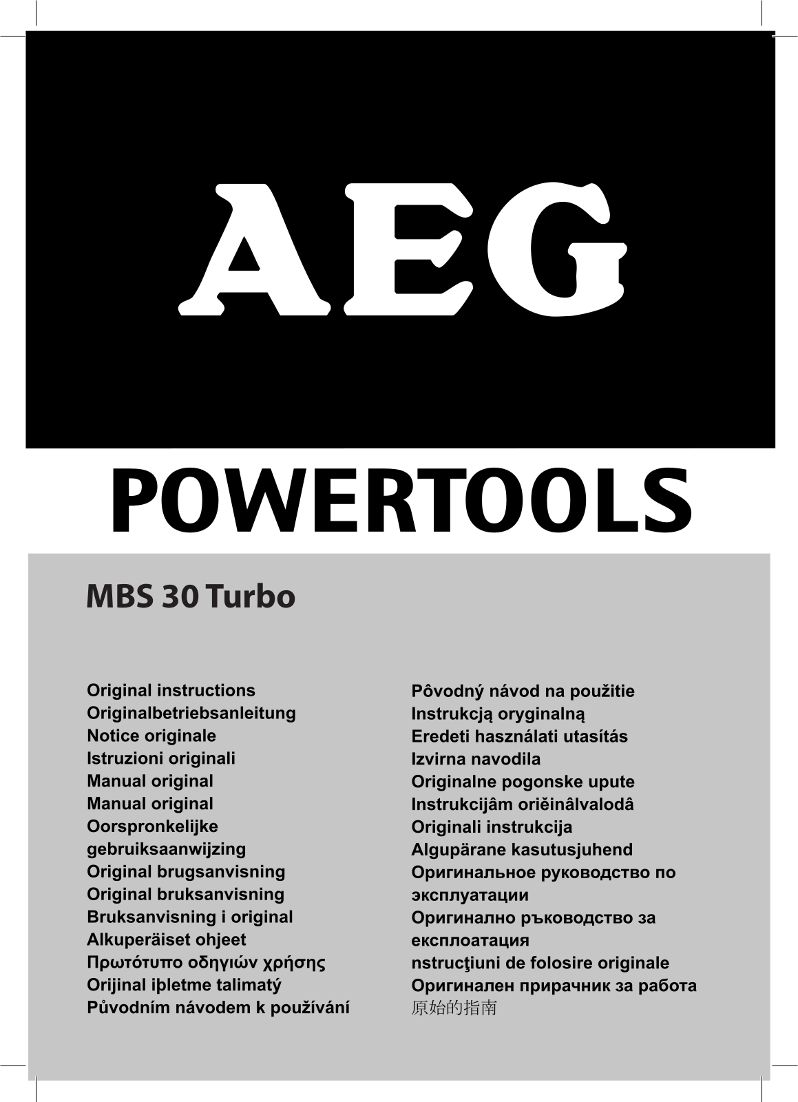 Aeg MBS 30 Turbo User Manual