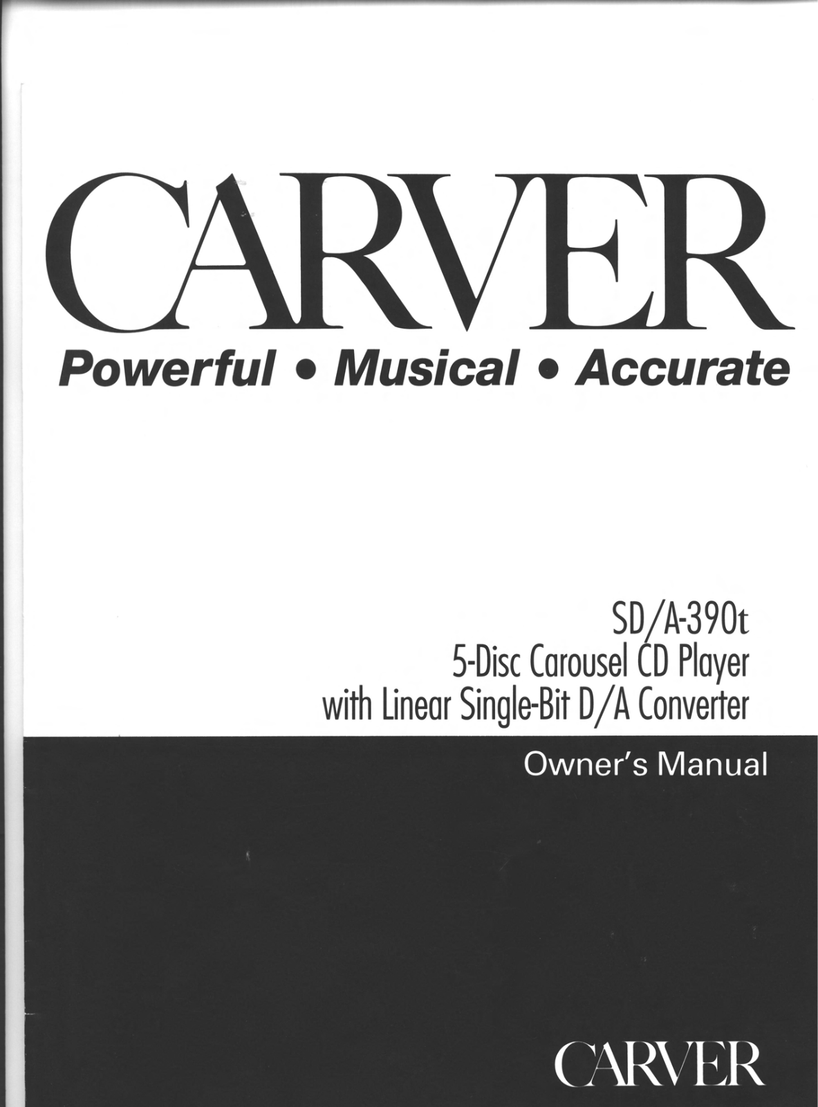 Carver SDA-390 Owners manual