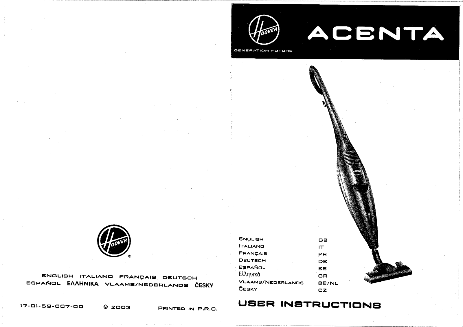 HOOVER S48DC6, S480E, S48DAB6, S48DBS6, S48DMR6 User Manual
