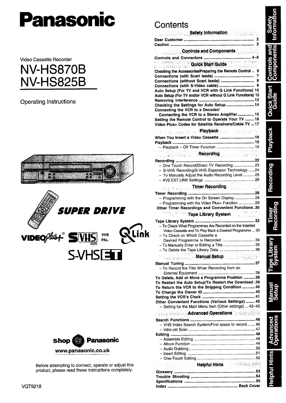 Panasonic NV-HS825 User Manual