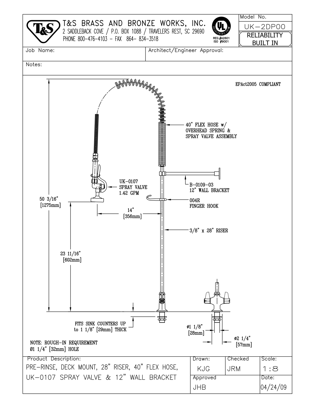 T&S Brass UK-2DP00 User Manual