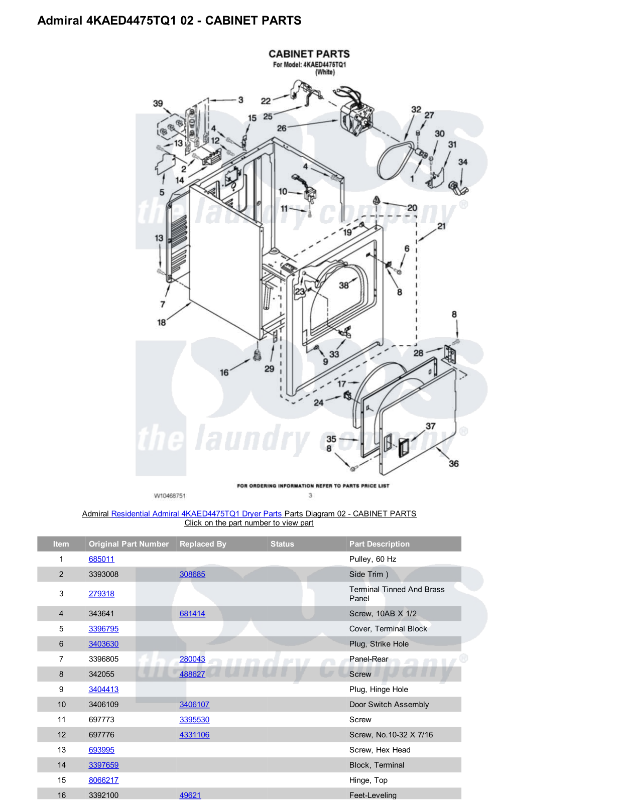 Admiral 4KAED4475TQ1 Parts Diagram