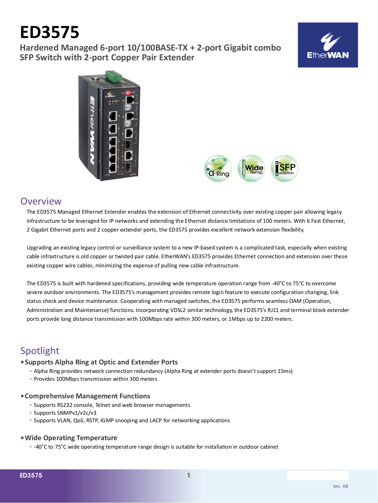 EtherWan ED3575 Data Sheet