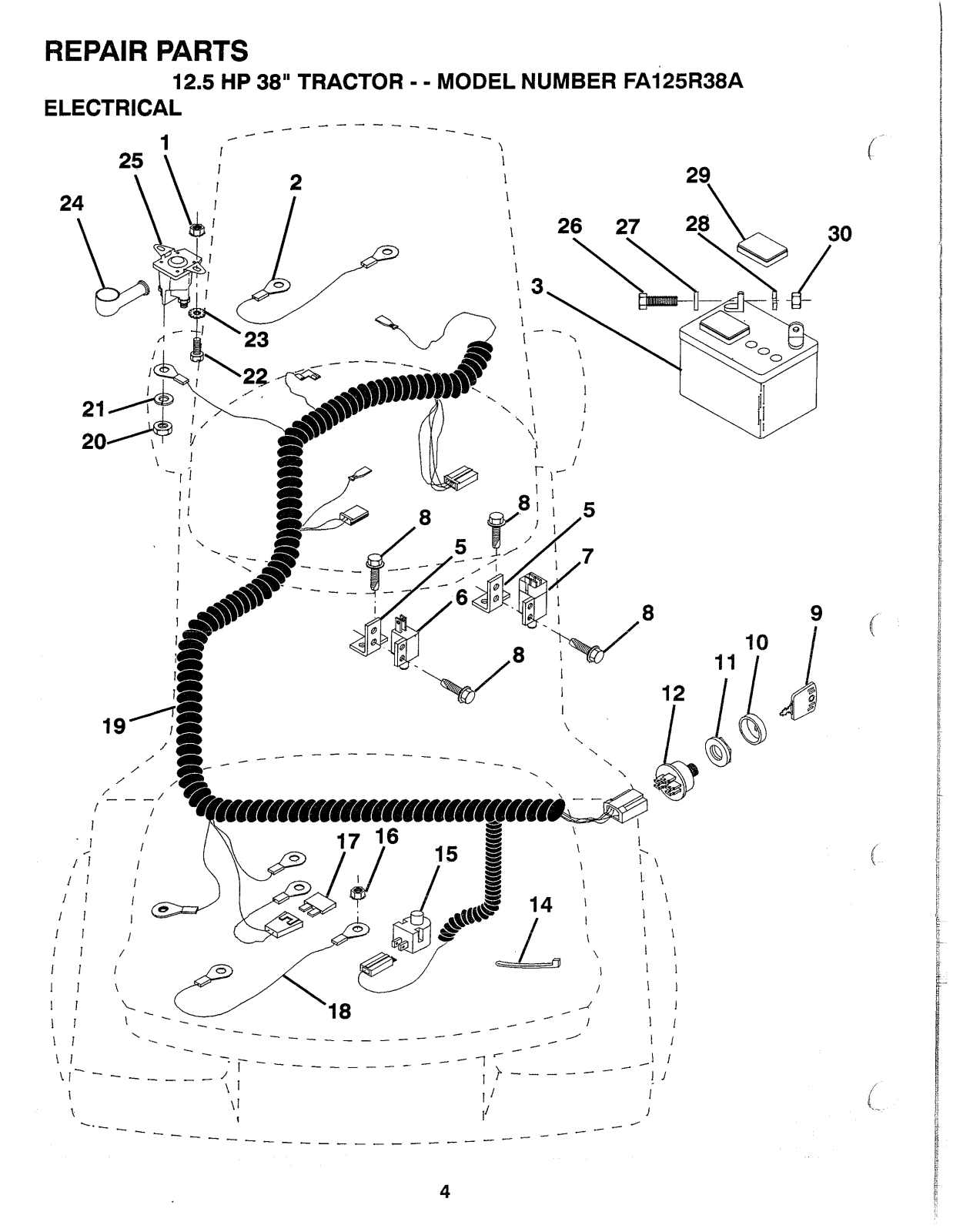 AYP FA125R38A Parts List