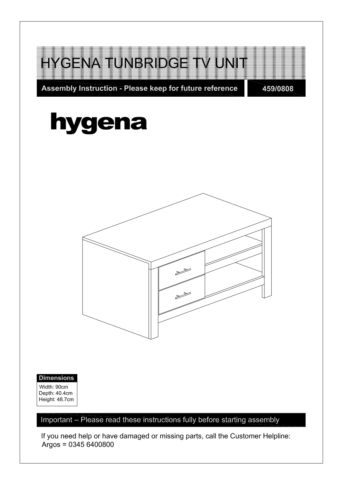 Hygena 43263 Instruction manual