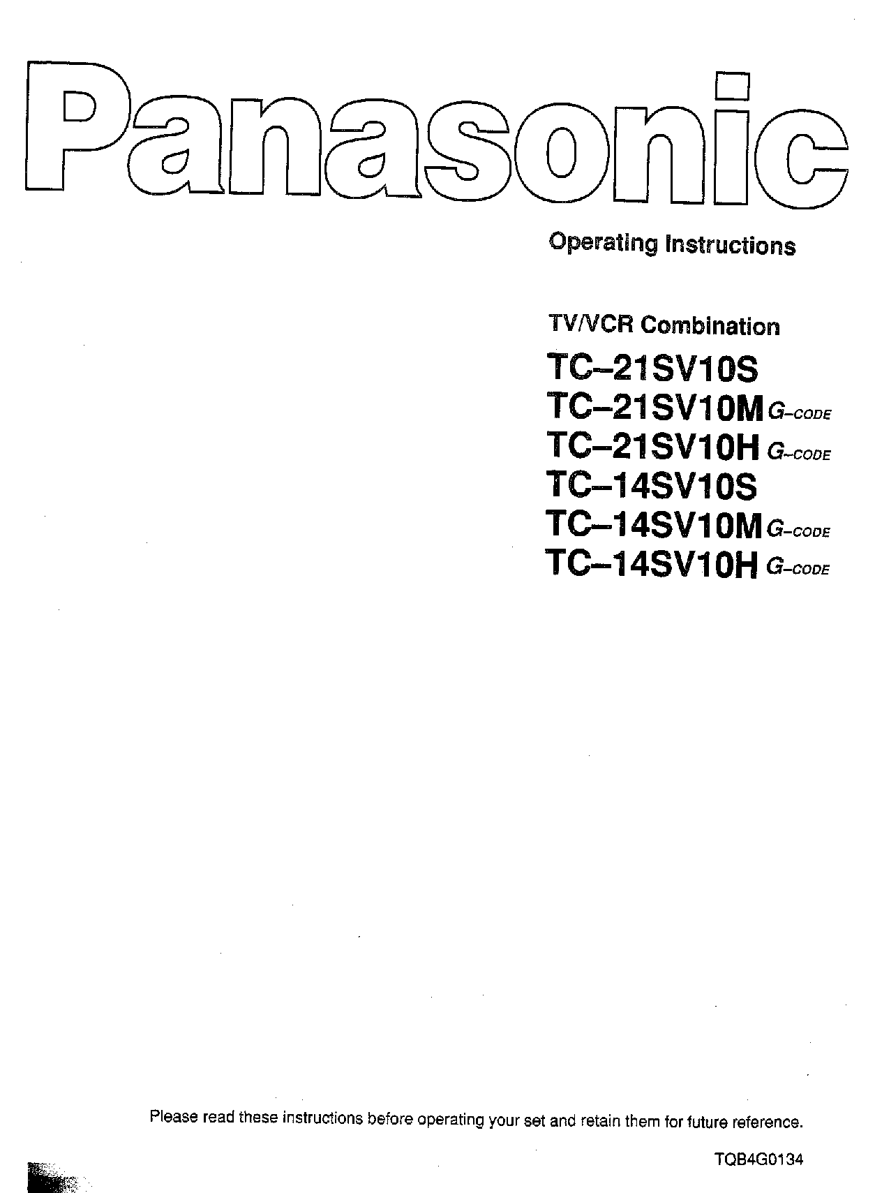 Panasonic TC-14SV10S, TC-14SV10M, TC-21SV10S, TC-14SV10H, TC-21SV10H User Manual