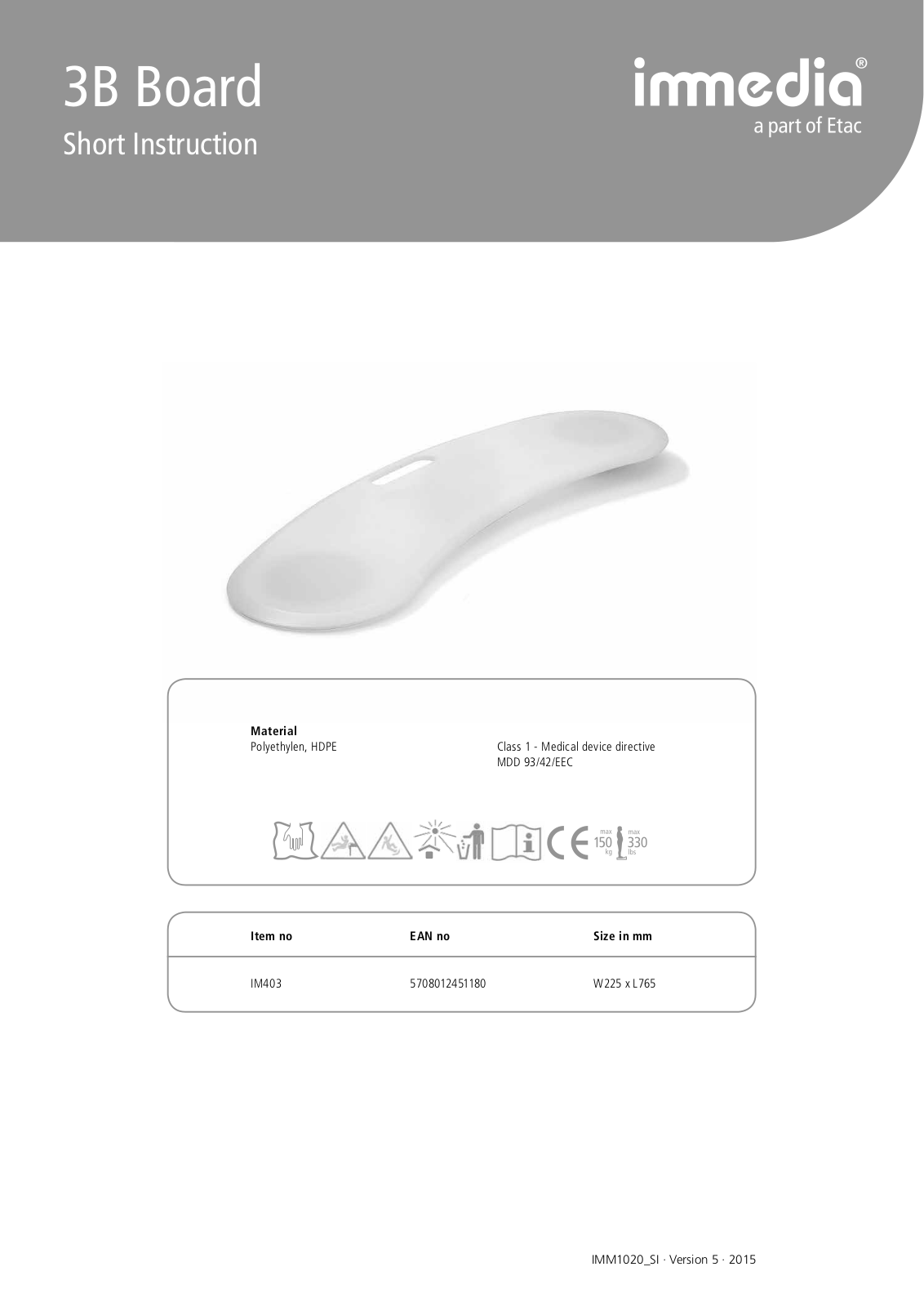 Etac 3B Board USER INSTRUCTIONS - ManualMachine.com
