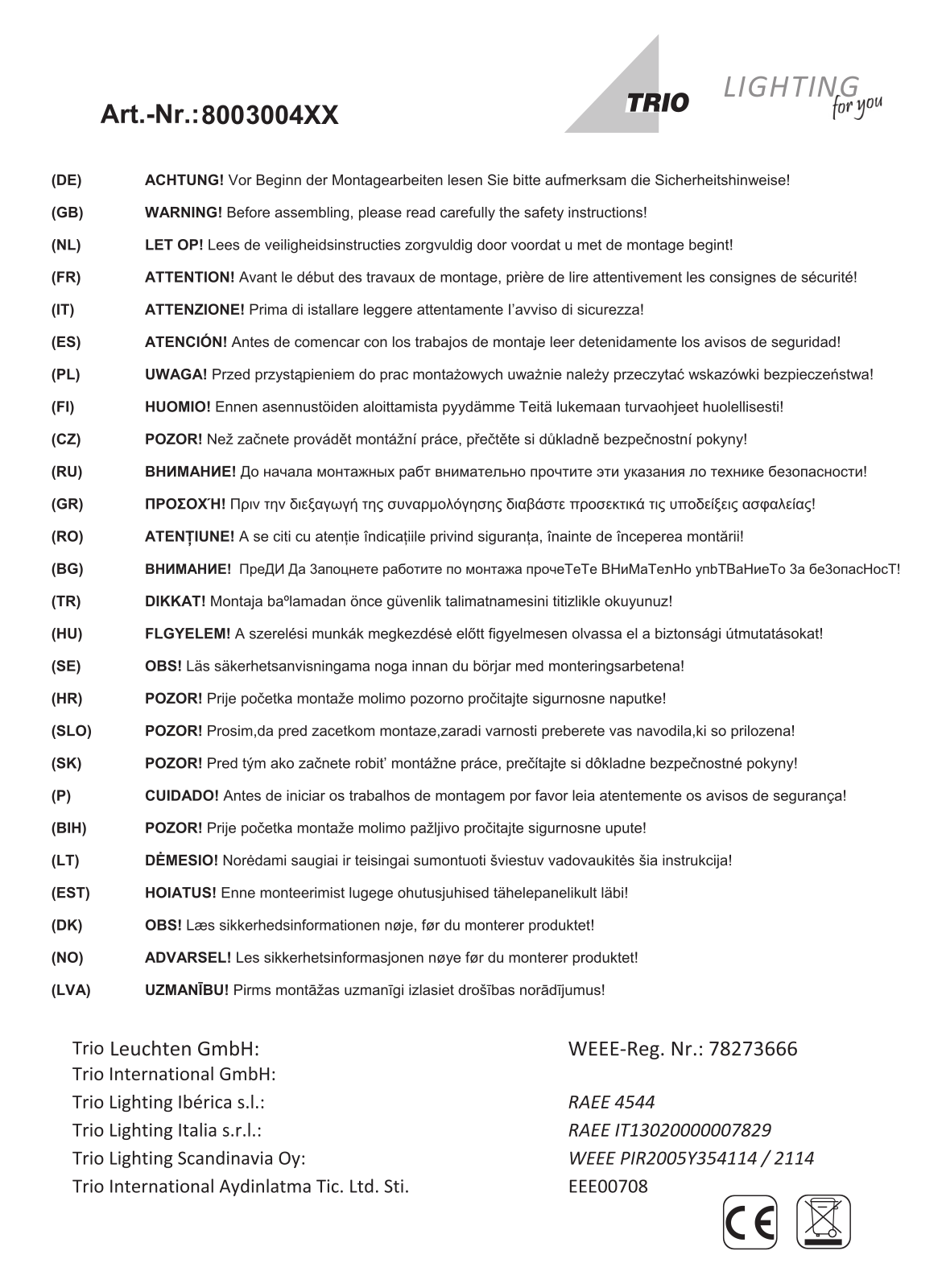 Trio 800300432 User Manual