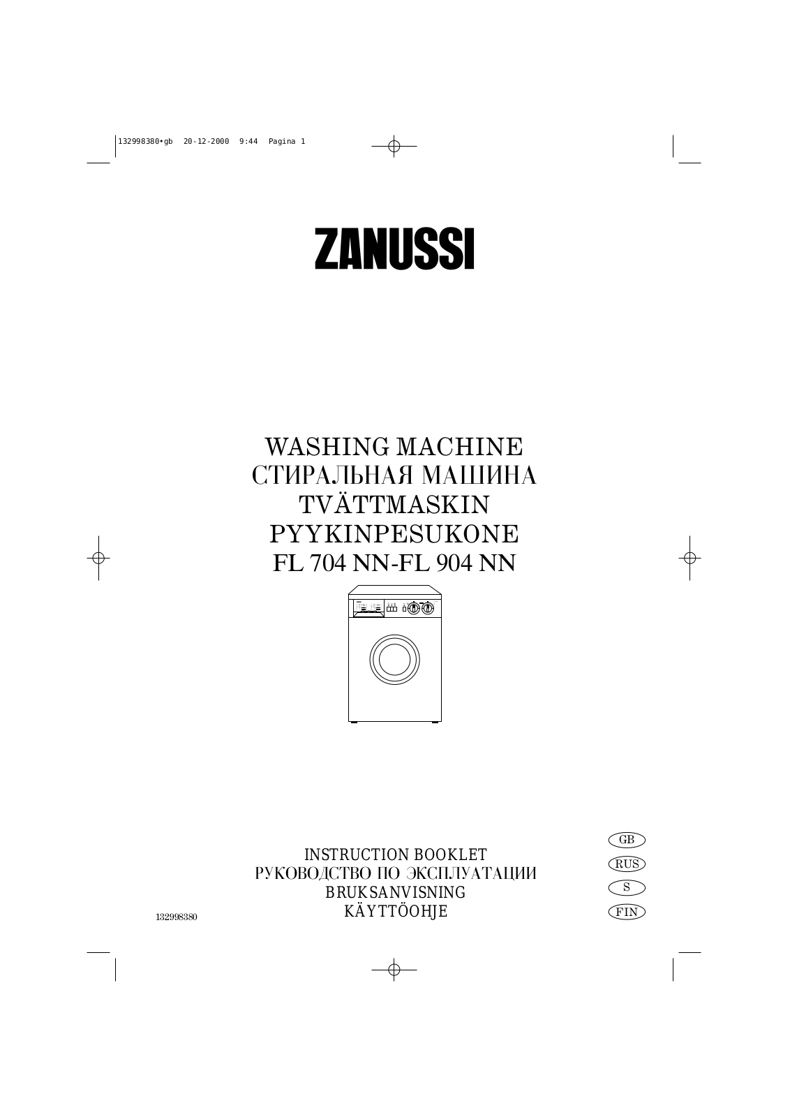 Zanussi FL 904 NN User Manual