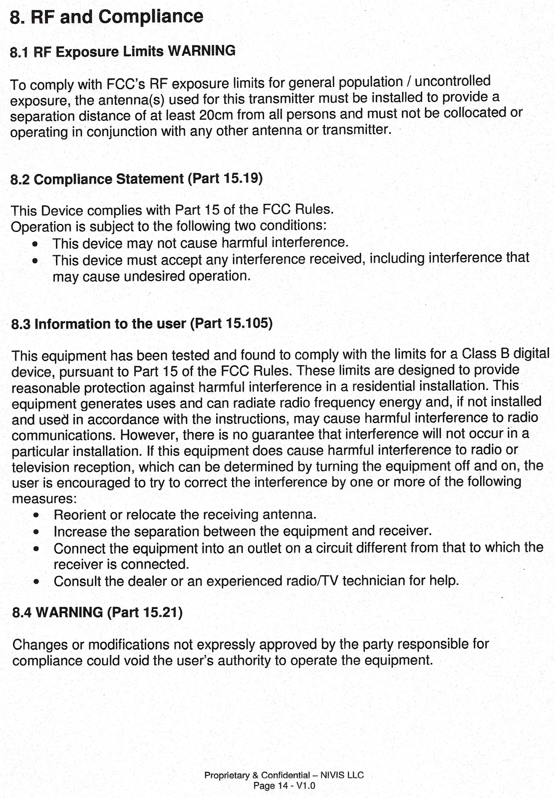 HDJ WIRELESS ENTERPRISE d b a NIVIS NIVISAN0100 Users Manual