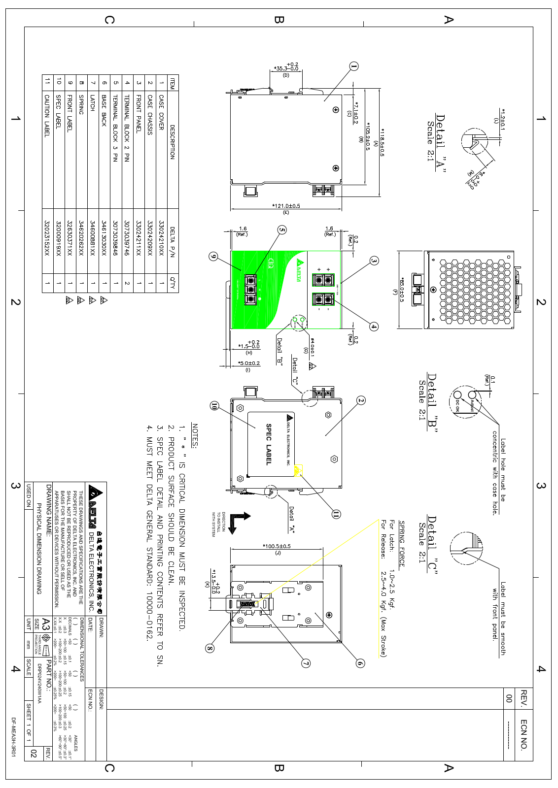 Delta Products DRP024V240W1AA Dimensional Sheet