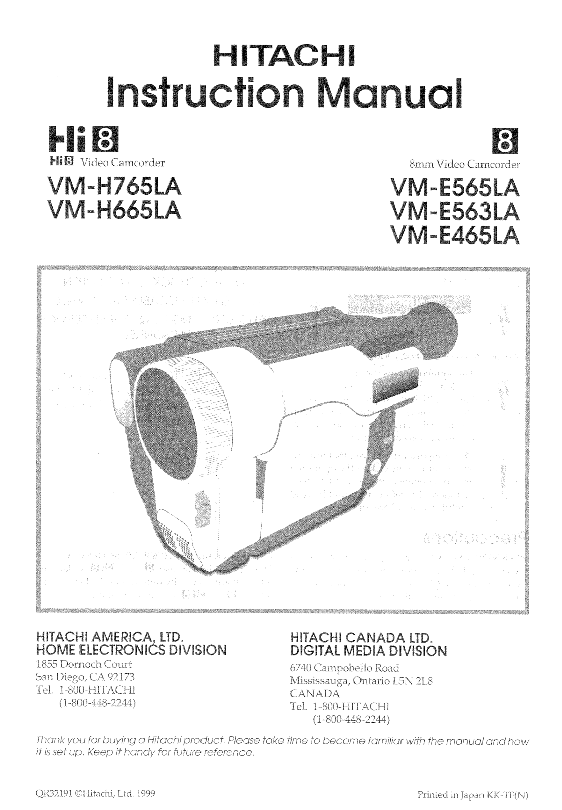 Hitachi VM-E465LA, VM-E563LA, VM-E565LA, VM-H765LA Instruction Manual